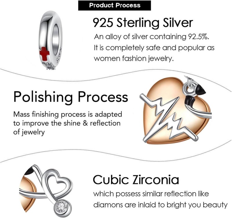 VALGACLS 925 Sterling Silver Family Love Mom Mouse Heart Charms for Bracelets Necklace Valentine's Day Mother's Day Jewelry Charm for Women - Image 5